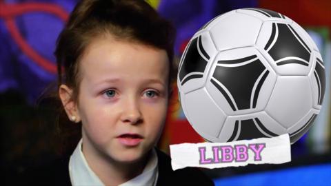 A girl and a football.