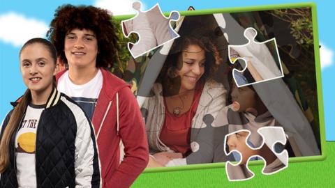 A picture of an incomplete jigsaw with Tyler and Jody from The Dumping Ground at the front.