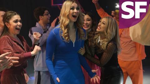 Amy, Piper and Richelle from The Next Step celebrating.