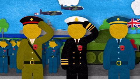 Illustration of officers saluting.