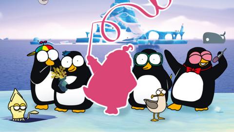 The Piripenguins on an iceberg.