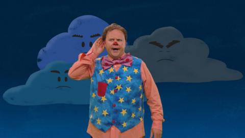 Mr Tumble and some thunder clouds
