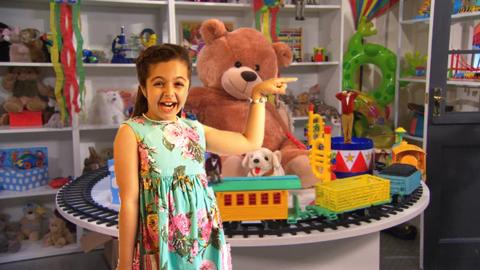 Elsie in the toy shop.