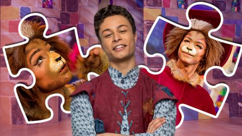 Jack from Puss in Boots with jigsaw puzzle pieces.