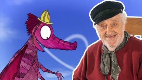 Jack from Old Jack's Boat smiling and Thelma the dragon blowing a gust from her mouth.