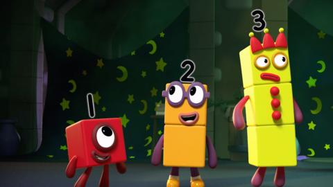 Numberblocks one, two and three.