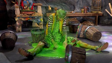 Seaweed has slop all over him