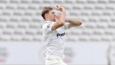Tom Taylor bowling for Worcestershire at Lord's