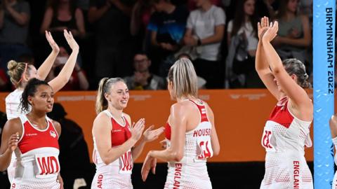 England netballers celebrate