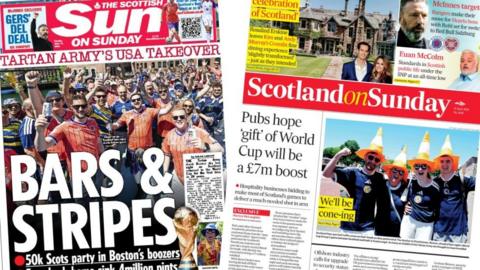 Newspaper front pages from June 14