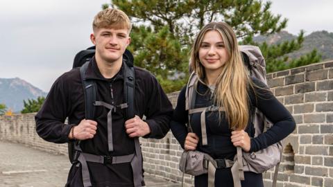 Fin and Sioned on Race Across the World.