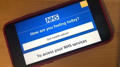 NHS app on a smart phone.