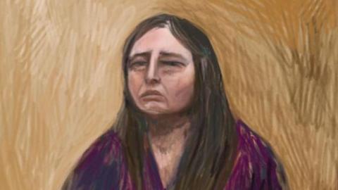A court sketch of Erin Patterson