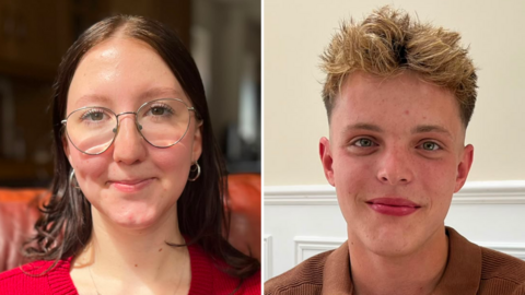 A composite image of former Sixth Form students Lucy Eggink and Samuel Goodman, aged 20.
