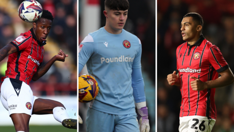 Walsall trio (from left) Liam Gordon, Tommy Simkin and David Okagbue