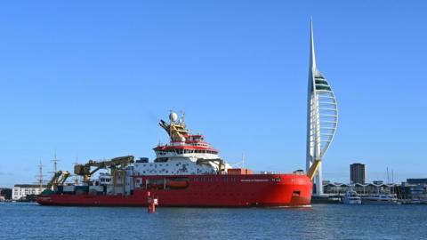 RRS Sir David Attenborough in Portsmouth Harbour