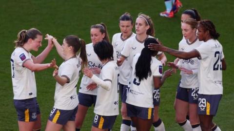 Everton celebrate their first goal