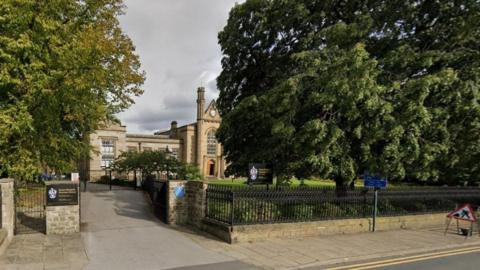 Large trees surround Queen Elizabeth Grammar School on Northgate in Wakefield