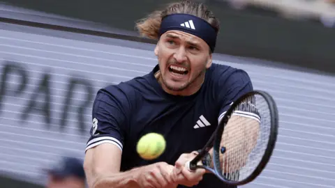 Alexander Zverev hits a forehand