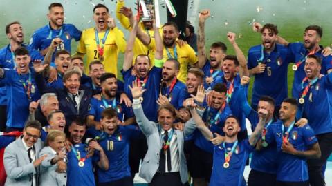 Italy celebrate winning the Euros