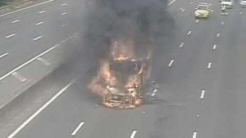 The vehicle on fire