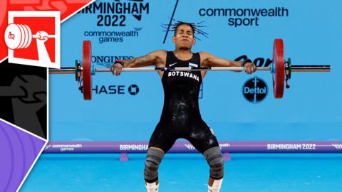 A Botswanan weightlifter competes