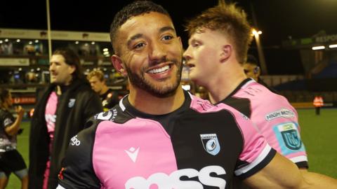 Gabriel Hamer-Webb celebrates for Cardiff