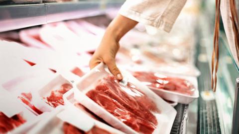 Beef in a supermarket chiller