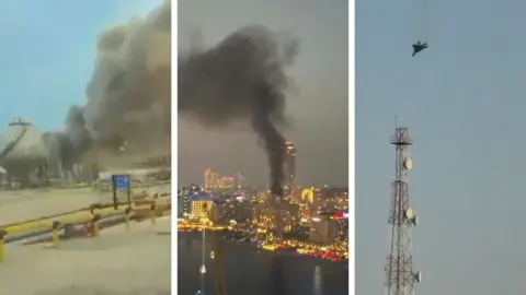 Refinery on fire in Saudi; smoke in Dubaui; plane crash in Kuwait