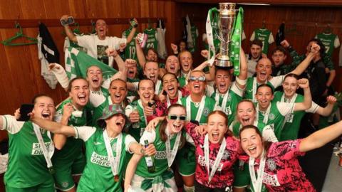 Hibernian celebrate their title win