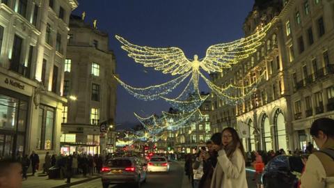 The "Spirit of Christmas" angel lights on Regent Street