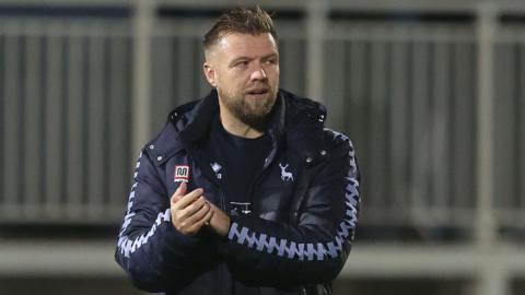 Nicky Featherstone claps the Hartlepool fans after a National League game