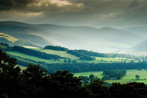 A view of the hills in the Scottish Borders