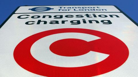 A close-up of a Transport for London congestion zone sign. 