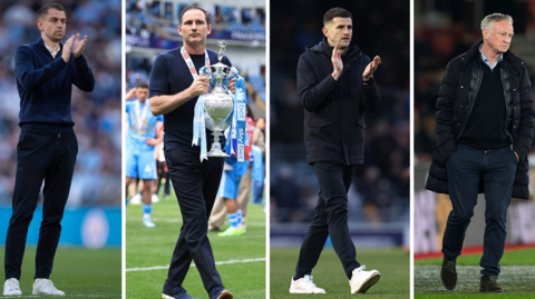 Side by side images of Tonda Eckert, Frank Lampard, John Mousinho and Michael O'Neill