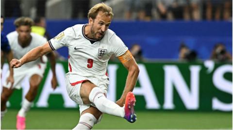 Harry Kane takes a penalty in England's World Cup opener against Croatia