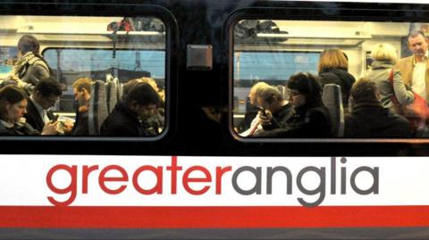 A Greater Anglia train full of passengers