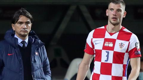 Croatia head coach Zlatko Dalic and Rangers' Borna Barisic