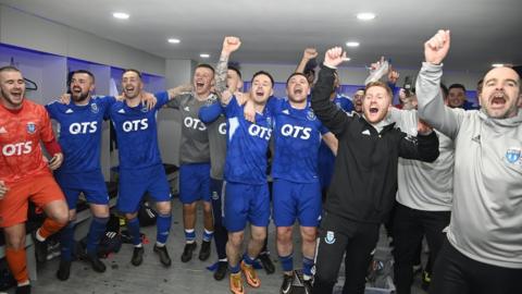 Darvel celebrate their Scottish Cup upset over Aberdeen in 2023