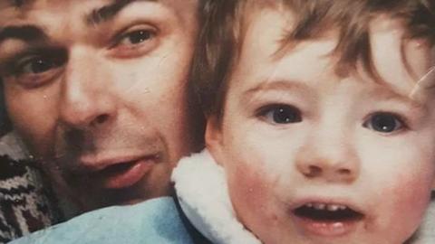 Jason Evans aged four with his father Jonathan who died in 1993