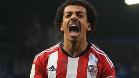 Caleb Watts pictured playing for Exeter