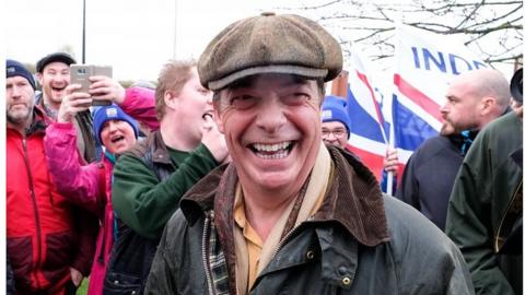 Nigel Farage and other Leave Means Leave supporters in march in Hartlepool