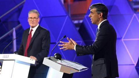 Sir Keir Starmer and Rishi Sunak at the Nottingham debate