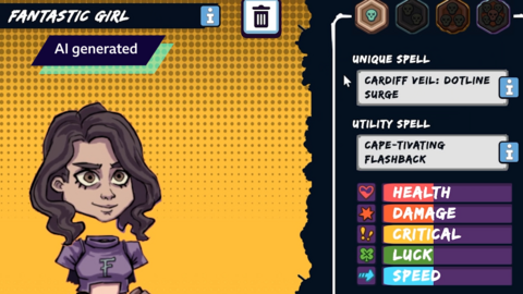 Screen grab from an AI generated game