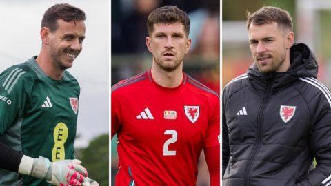 Danny Ward, Chris Mepham and Aaron Ramsey on Wales duty