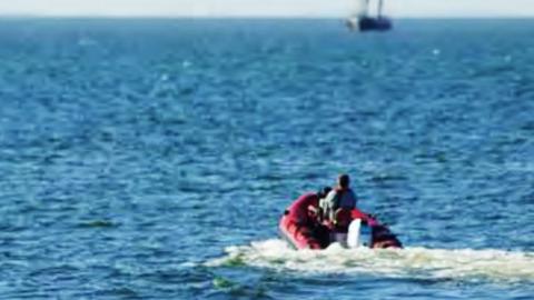 Police surveillance of the dinghy on a test run