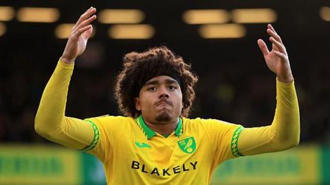 Jovon Makama celebrates scoring for Norwich City against Southampton