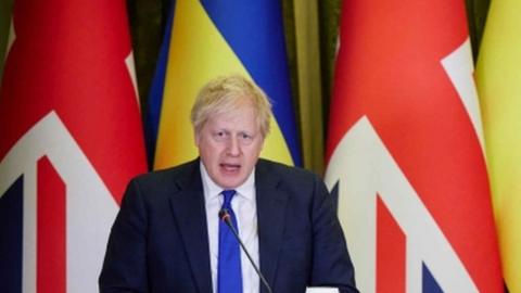 UK Prime Minister Boris Johnson in Kyiv in Ukraine on 9 April