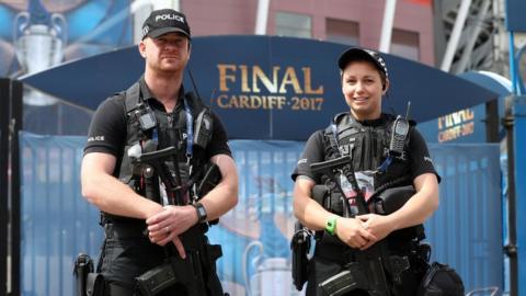 Security was tight in Cardiff city centre