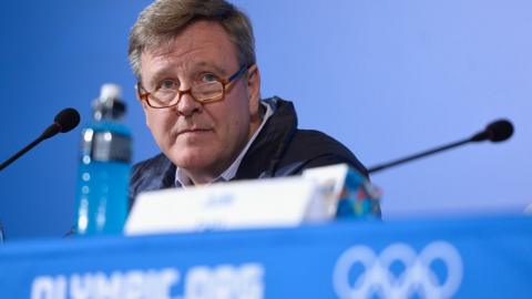 Ceo Scott Blackmun at a press conference at 2014 Sochi Olympic games